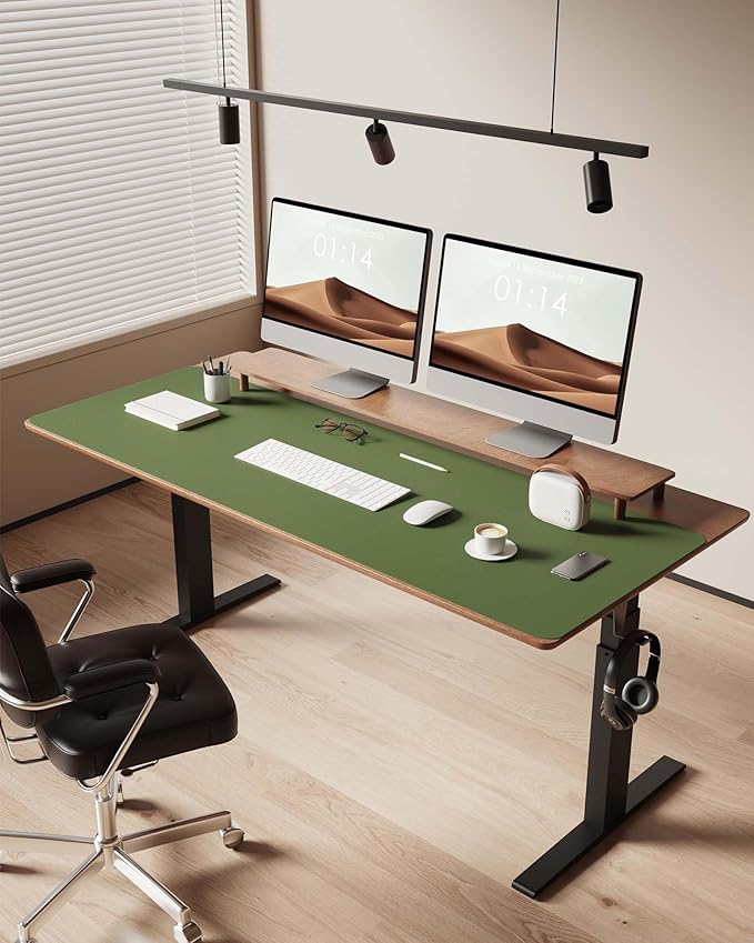 YSAGi Leather Desk Pad Protector, Office Desk Mat, Large Mouse Pad, Non-Slip PU Leather Desk Blotter, Laptop Desk Pad, Waterproof Desk Writing Pad for Office and Home (Green, 47" x 17")