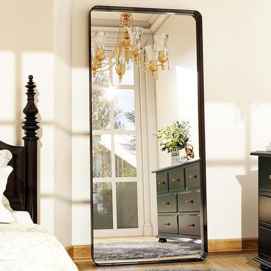 71" x 30" Full-Length Mirror - Black Deep Framed Floor Mirror, Wall-Mounted Rectangular Dressing Mirror for Home Decor in Bedroom, Bathroom, Living Room - Hang or Lean Against Wall