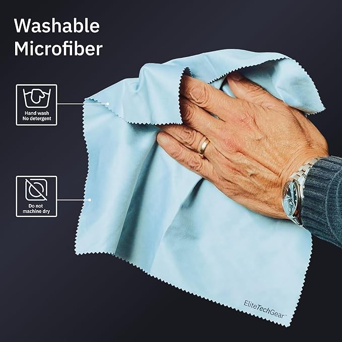 Elite Tech 6-Pack Oversized Microfiber Cloths for Electronic Devices, Eyeglasses, Screens and Lenses - Washable; 6×7 in & 12×12 in - Eyeglass Cloth - Glasses Cleaner