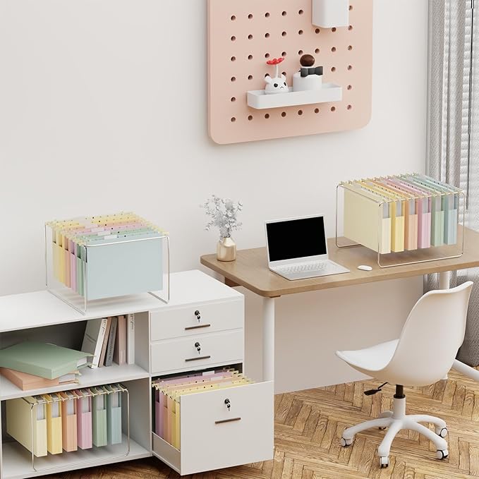 Plastic Hanging File Folders Letter Size,1 Inch Expansion,12 Pack Reinforced Heavy Duty Hanging Folders,File Cabinet Folders,Adjustable Tabs,Expandable Hanging File Folder,Morandi Color