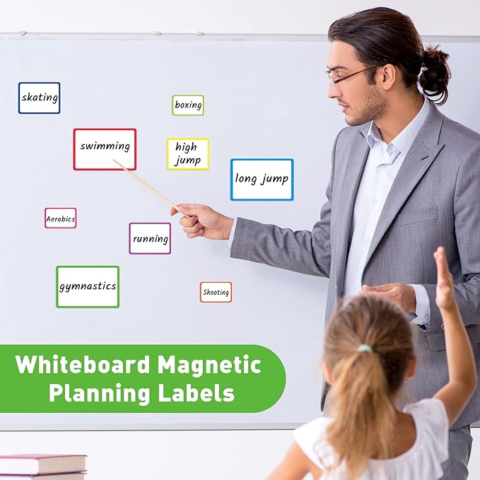 99 Pcs Magnetic Dry Erase Labels Reusable Name Magnets for Classroom Whiteboard 3 Sizes Colored Magnetic Blank Cards for Office Home Kitchen Fridge(Colorful)