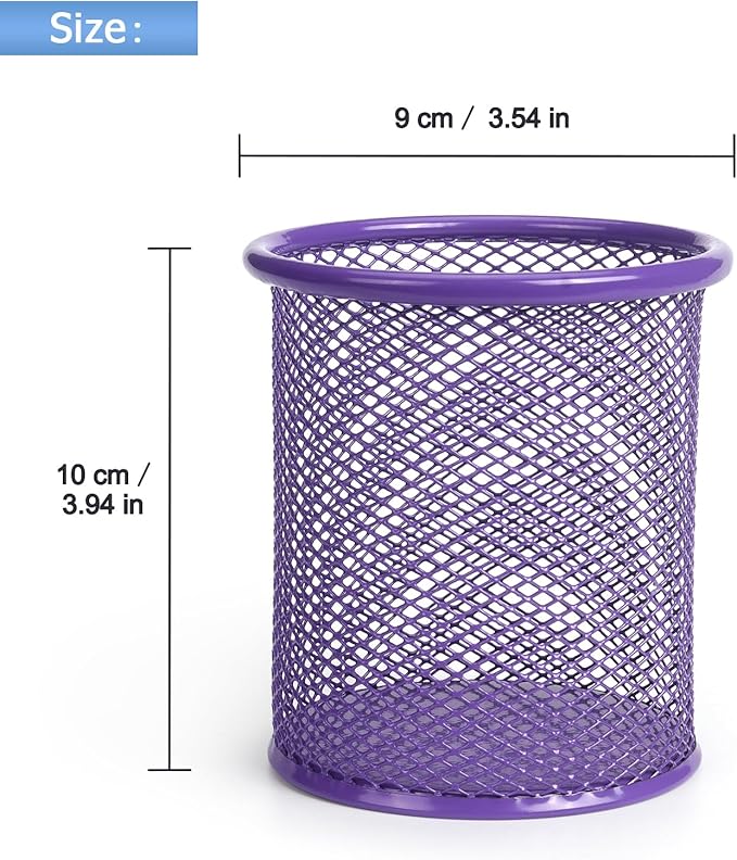 Tamaki Pen Holder Cup for Desk, Desk Organizer Wire Mesh Pencil Cup Holder for Desk Office Pen Organizer (Purple)