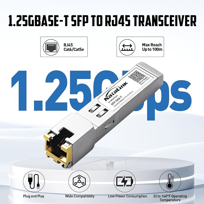 1.25G SFP to RJ45 Transceiver, 1000Base-T SFP Module, 1.25Gb Copper SFP to - Image 3