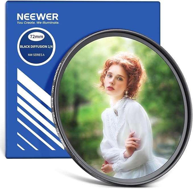 NEEWER 72mm Black Diffusion 1/4 Filter Dreamy Soft Cinematic Effect Filter by Neewer