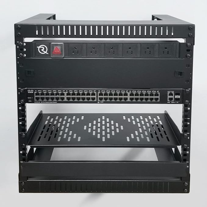 RIVECO 15U Cabinet 19" Wall Mount Shelf Network Rack – 17.7" Deep 2 Post Open - Image 6
