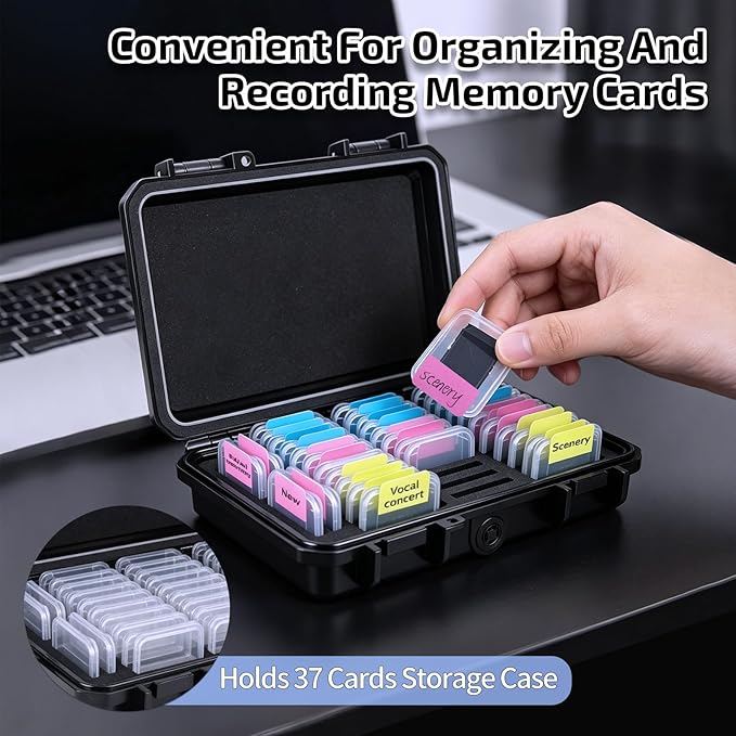 37 Slots Memory Card Case & 37 Transparent Card Cases & 60 Visual Sticky Notes - Image 3