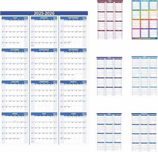 2025-2026 Wall Calendar 34.8" x 22.8" Large Vertical Yearly Wall Hanging Calenda with Julian Date from July 2025 to June 2026 Thick Paper Calendar 12 Month Annual Planner for Office Fridge(Blue)