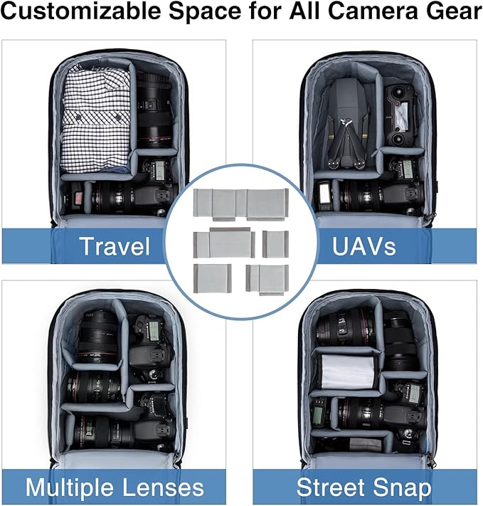 BAGSMART Small Camera Bag Backpack, DSLR SLR Camera Case Fits 13.3 Inch Laptop - Image 6