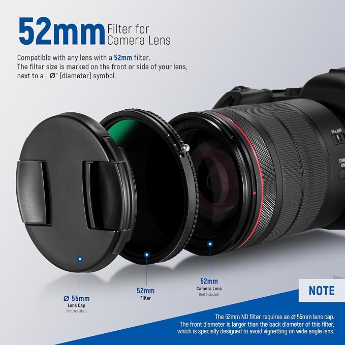 NEEWER 2 in 1 52mm Variable ND Filter ND2–ND32&CPL Filter No X Cross/30 Layer - Image 7