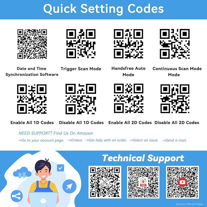 Alacrity Wireless Charging 1D 2D Barcode Scanner, UHF RFID Tags Reader, 2.4Ghz Wireless Bluetooth Wired 3 in 1 Connectivity, for Retail, Logistics, Manufacturing