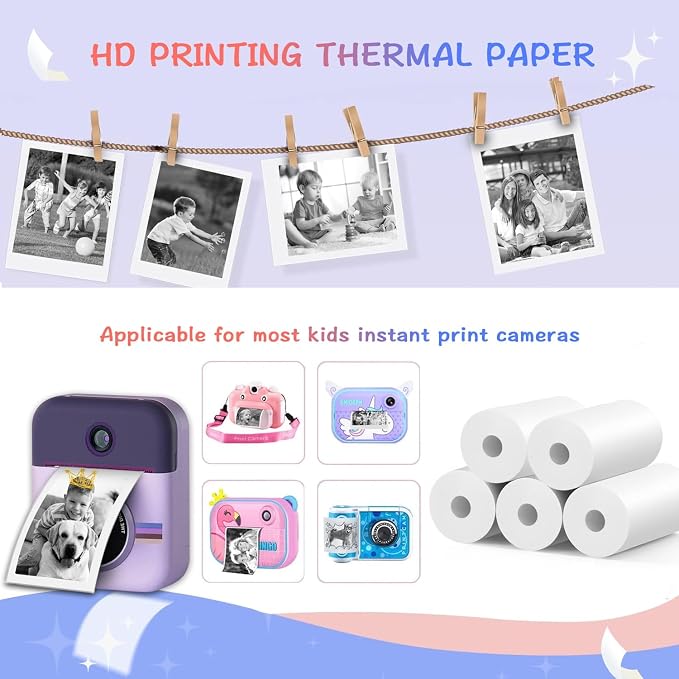 12 Rolls MIARALA Instant Print Kids Camera Paper Roll Refill, HD Print Camera - Image 3
