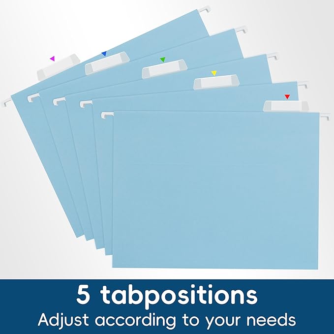 Hanging File Folders, 25 Pack Letter Size File Folders with 1/5-cut Tabs, Office Essentials for Filing Cabinet & Desk Storage