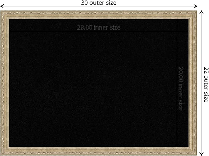 Amanti Art Black Cork Board for Wall, 22x30 Vision Board with Champagne Frame, Medium Corkboard Office Decor for Home Organization, Traditional Corkboard Pinboard to display items for home