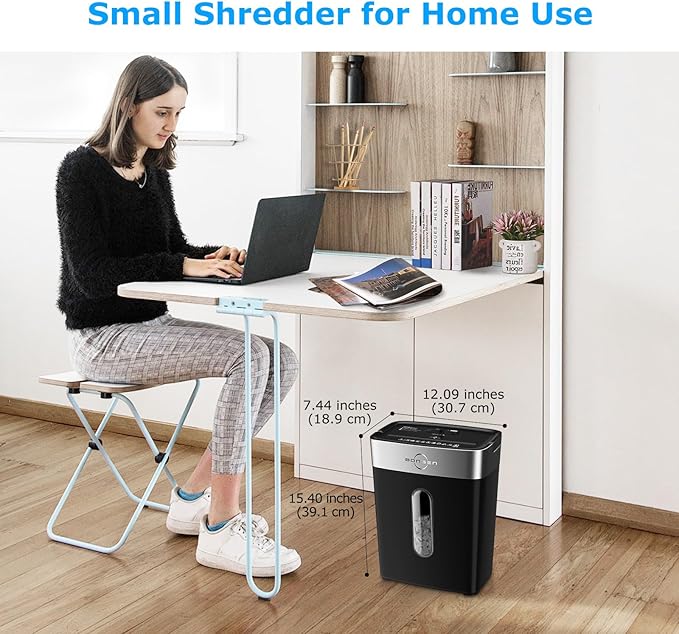 BONSEN Shredder for Home Office, 4 Gallons 8-Sheet Cross Cut Credit Card Shredder, Small Paper Shredder for Home Use, High Security Level P-4, ETL Certification (S3101)
