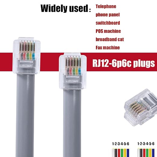 RJ12 Cable Phone Cord RJ12 6P6C Male to Male Straight Wired - Image 6