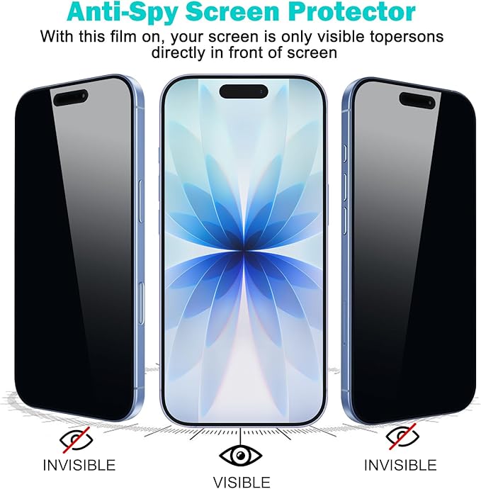 PEHAEL 3+3 Pack for iPhone 17 Privacy Screen Protector - Image 4