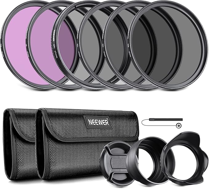 NEEWER 67mm Lens Filter Kit: UV, Lens Hood and Lens Cap Compatible by Neewer
