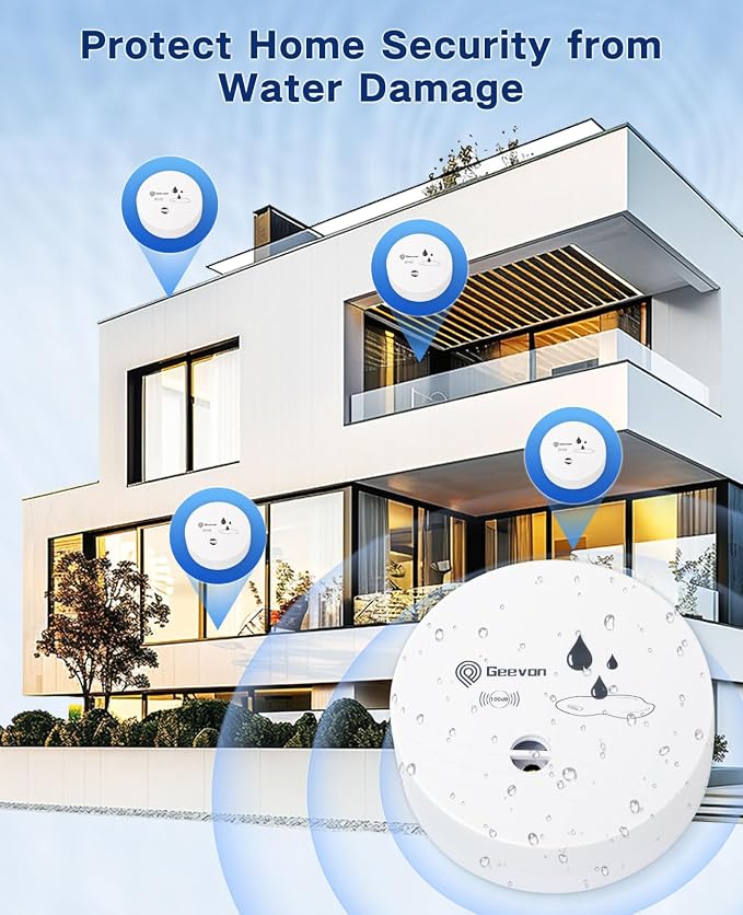 Geevon 2 Pack Water Leak Detectors, 100dB Water Sensor Alarms Flood Detector - Image 8