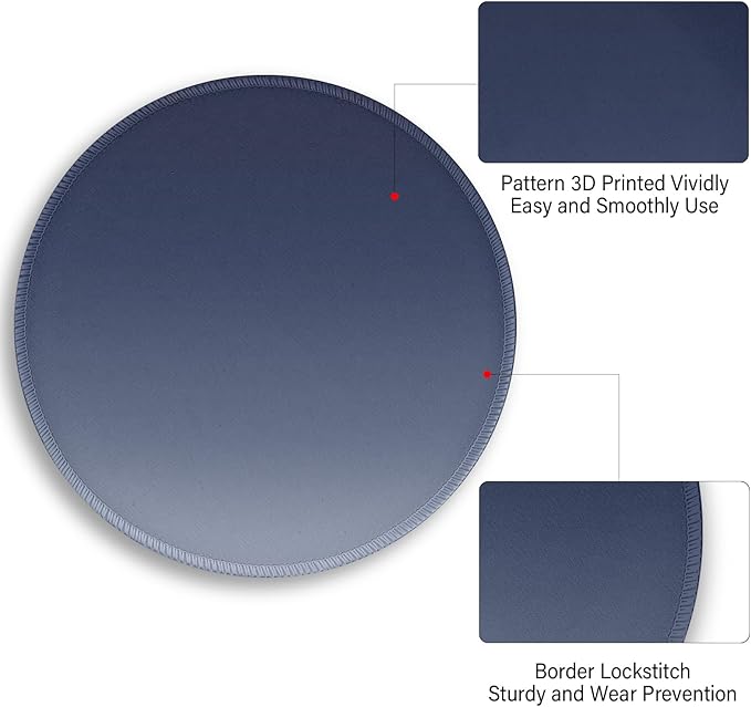Gradient Grey Work Mouse Pad, Small Round Mouse Pads for Desk, Mini Travel Mousepad for Wireless Computer Laptop, Office Desk Accessories, 8.6 x 8.6 inch