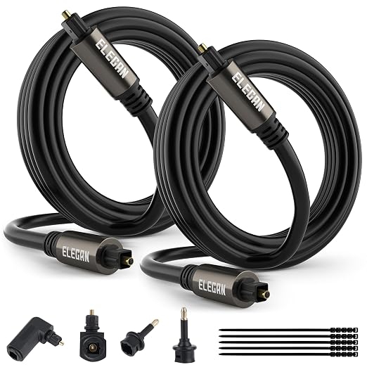 Elecan Optical Audio Cable 15 Ft/2 Pack Digital Audio Toslink Cable Cord-Fiber by Elecan