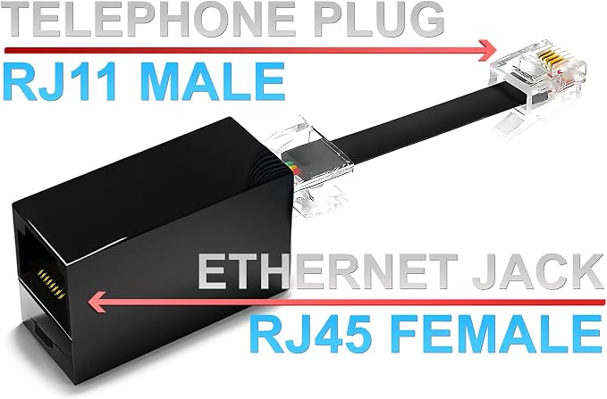 1-Pack RJ11 to RJ45 Adapter Phone Line to Ethernet – RJ45 Female to RJ11 Male - Image 2