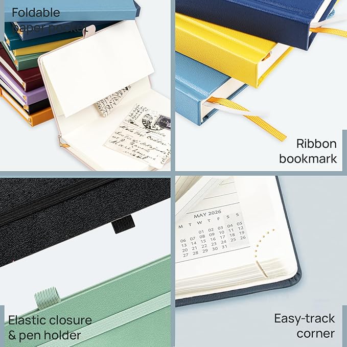 POPRUN 2026 Planner (Pocket Size 4''x 6.25'' Hardcover) - Small Calendar for Purse with Hourly Schedule & Vertical Weekly Layout, Monthly Calendars, 100 GSM - Violet