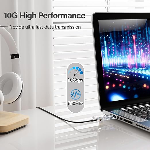 Cat6 Slim Patch Cables 1 Feet 24-Pack Black, Cat6a Patch Cables 10Gbps 550MHz - Image 2