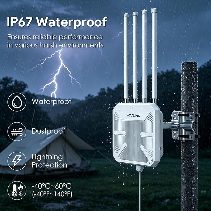 WAVLINK WiFi 7 BE5100 Outdoor WiFi Extender, Dual Band Long-Range Outdoor WiFi - Image 4