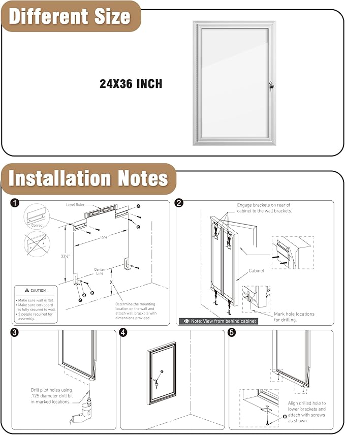 36"x24" Enclosed Bulletin Board, Outdoor Lockable Weather-Resistant Aluminum Noticeboard for School & Office, Silver Frame w/Magnetic Board