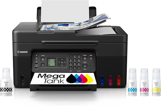Canon Megatank G4270 All-in-One Wireless Supertank Printer |Print, Copy, Scan and Fax|with Airprint and Mopria Printing|Auto Document Feeder and Backlight 1.35" Square LCD Screen