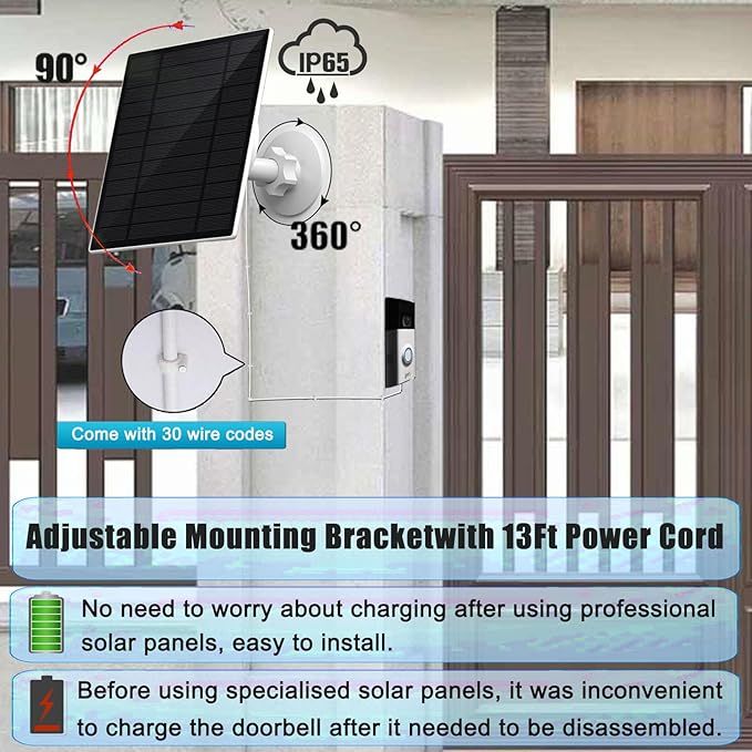 3W/5V Solar Panel with Built-in 4000mAh Battery, USB-C Port, 13.2ft/4m Charging - Image 6