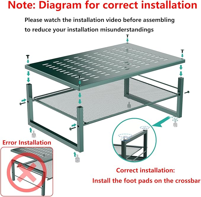 gianotter 2-Tier Metal Monitor Stand Riser, Desk Organizer for Monitor, Office Desk Storage Organizer for Office Supplies (Dark Green)