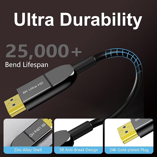 8K Fiber Optic HDMI Cable 100FT, Long Active HDMI 2.1 Cable 48Gbps Ultra High - Image 6