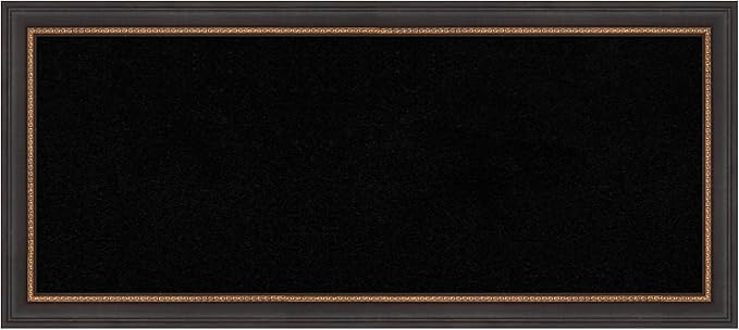 Amanti Art Black Cork Board for Wall, 15x33 Vision Board with Black Wood Frame, Medium Corkboard Office Decor for Home Organization, Traditional Corkboard Pinboard to Display Items for Home