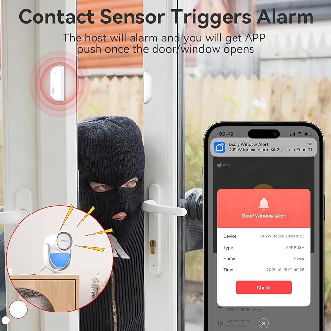CPVAN WiFi Motion Sensor Alarm System, 125dB Smart PIR Motion Detector - Image 3