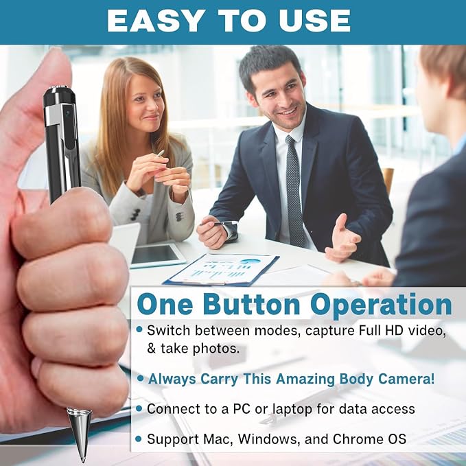 SIRGAWAIN Premium Body Camera Pen — Full HD 1080p Video & Photos, Motion - Image 4