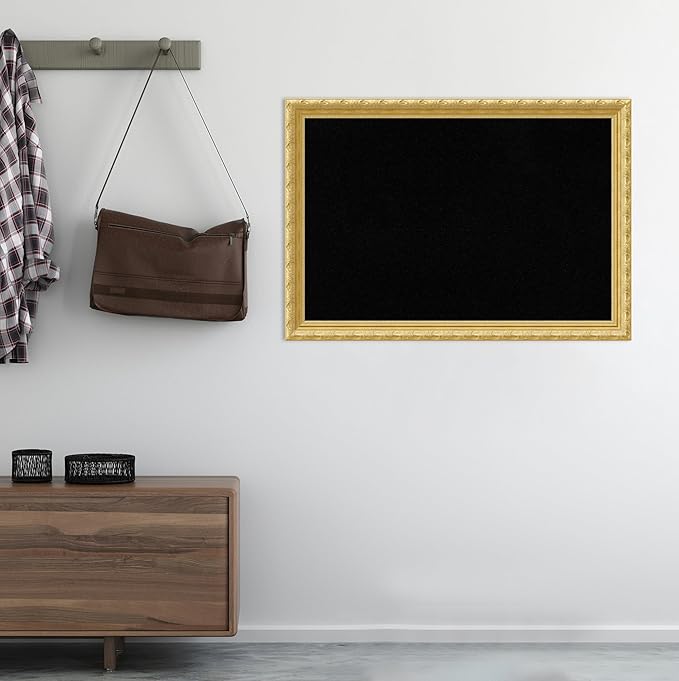 Amanti Art Black Cork Board for Wall, 28x40 Vision Board with Gold Wood Frame, Large Corkboard Office Decor for Home Organization, Traditional Corkboard Pinboard to display items for home organization