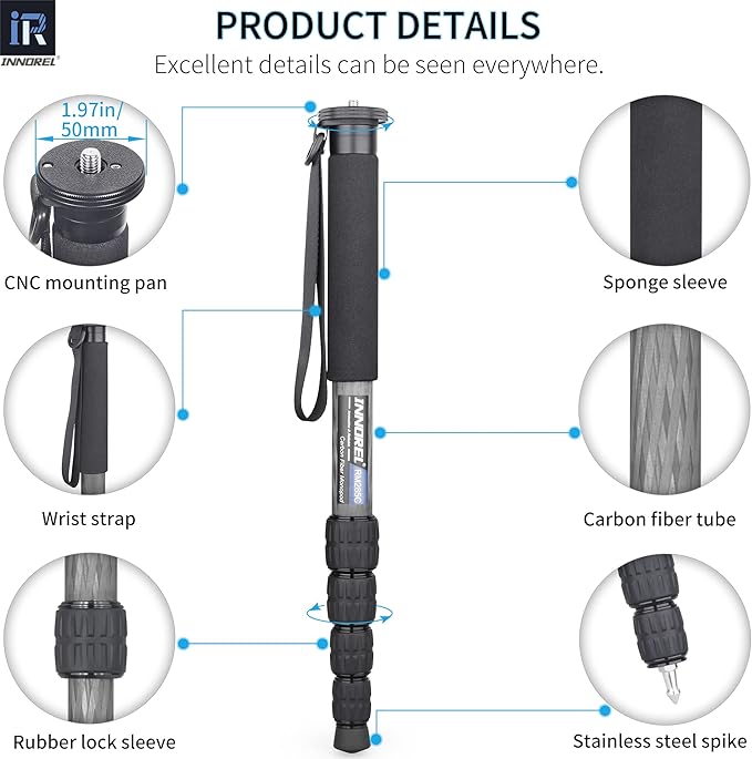 Carbon Fiber Camera Monopod INNOREL RM285C Professional Portable Compact - Image 4