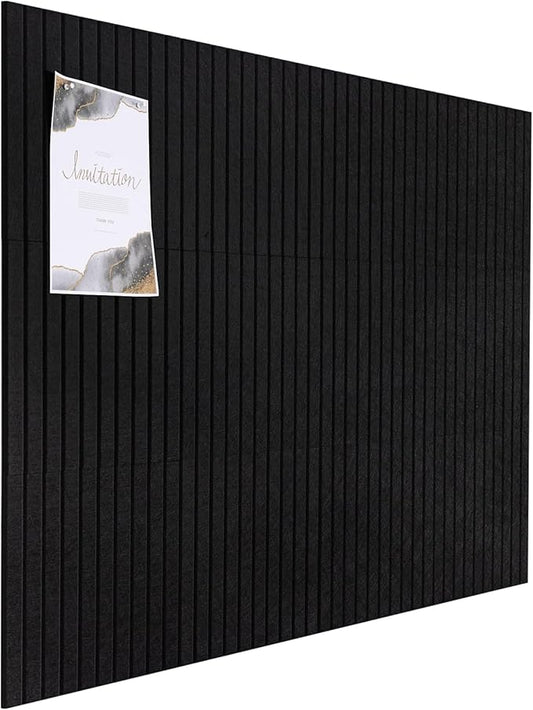 Large Cork Board Alternative, 12 Pack Felt Board with Safe Removable Adhesive Tabs Felt Wall Tiles, Large Cork Boards for Walls, Cork Board for Home Office, Pin Boards for Walls, Stripe Black