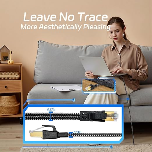 Cat 8 Ethernet Cable 75FT, High-Speed Braided Internet Cable Network Cord - Image 5