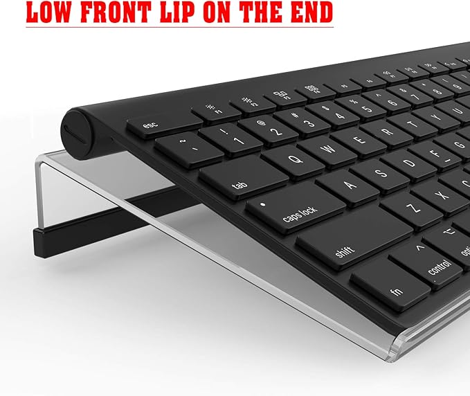 Mini Computer Keyboard Stand-11.8'' x 5.1''-Small Computer Keyboard Tray Acrylic Keyboard Holder for 78 Keys Universal Compact Keyboard, with Black Silicone Strip, Clear