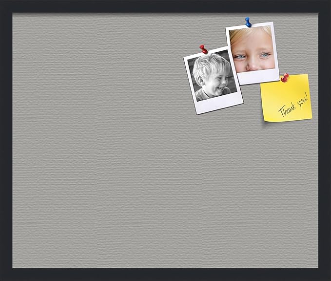 PinPix 24x20 Inch Cork Bulletin Board. This Decorative Framed Pin Board Comes with Dark Stone Design and a Satin Black Frame. Ideal for Home Office Decor or Message Board (PinPix-1808)