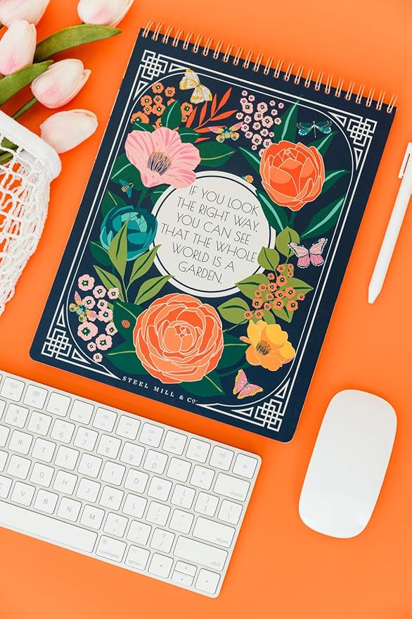 Steel Mill & Co Large Top Spiral Notebook College Ruled, 11" x 8.5" with Durable Hardcover and 160 Lined Pages (The Secret Garden)