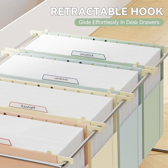 Plastic Hanging File Folders,Letter Size,6 Pack Heavy Duty 4" Expansion,Large Capacity Hanging Folders with Tabs,Filing Cabinet Organizer for Office Home School,for Bulky Files,Morandi Color