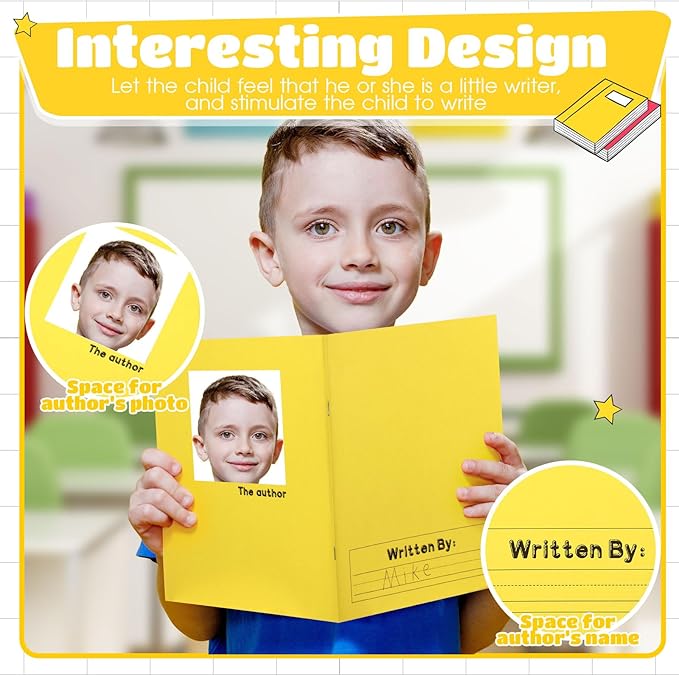 Henoyso 12 Pcs Primary Composition Notebook K-2 9 3/4 x 7 1/2 Inch Primary Journal, Back to School Supplies, Bulk Blank Writing Book for Kid to Write Draw Journal 60 Page Notebooks (Multicolored)