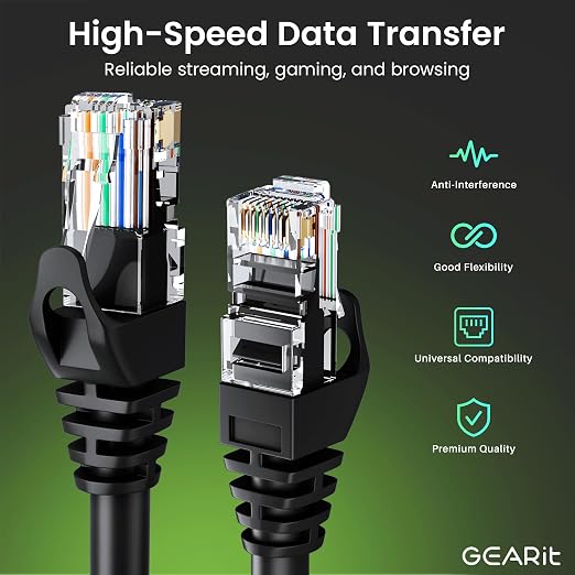 GEARit Cat 6 Ethernet Patch Cable 0.5 ft Black - Image 3