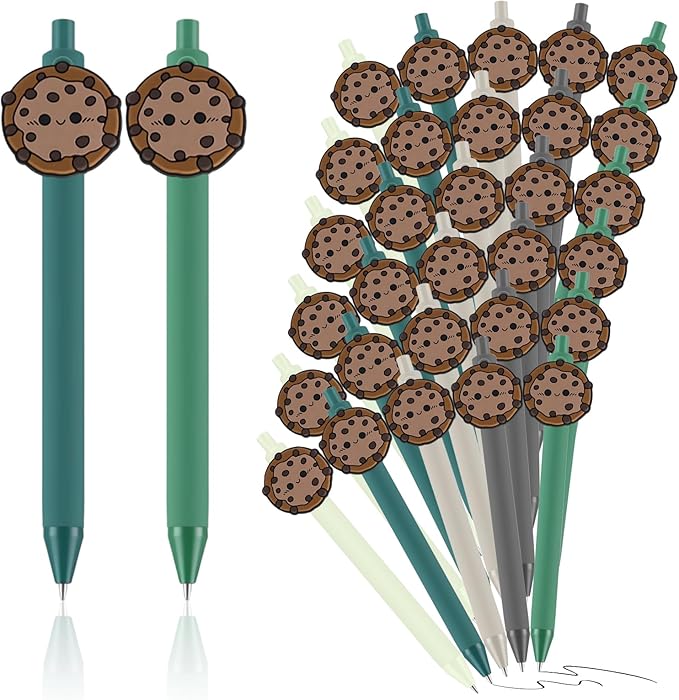 30 Pcs Scout Cookie Ballpoint Pen Bulk Retractable Writing 1. 0 mm Medium Point Black Ink Green Fancy Gift for Friend Troop Scout Leader Cookie Lover Gift Party Favor School Supplies