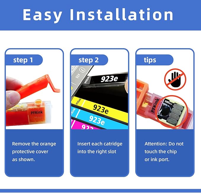 923e 923XLInk Cartridges with Chip 4-Pack High Yield for HP 923 923e Ink Compatible for HP OfficeJet Pro 8135e 8138e 8139e 8122e 8120 8123 8130 8133 Printers (1Black 1Cyan 1Magenta 1Yellow)