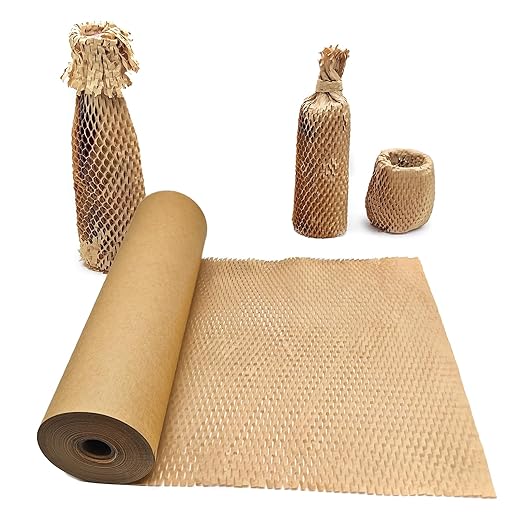 Honeycomb Packing Paper, 15" x 200' Honeycomb Cushioning Wrap Roll for Moving Shipping Packaging Gifts, Recyclable Honeycomb Paper Moving Supplies Bubble Paper Wrapping Protective Roll Khaki