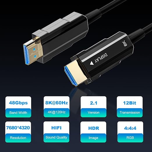 8K HDMI 2.1 Cable 133ft, Long Fiber Optic HDMI Cable, Ultra High Speed Thin - Image 2